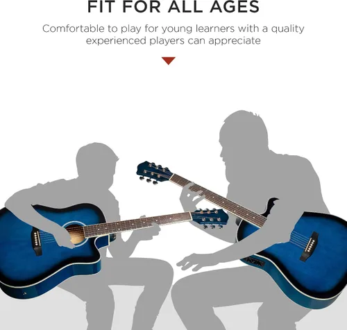 Miniatura 6 de Best Choice Products Juego de iniciación de guitarra acústica eléctrica para principiantes, de 41 pulgadas, con diseño de corte total en madera, Azul