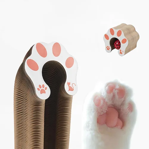 Miniatura 4 de Juguete para gatos de órgano mágico, cartón rascador interactivo con bola de campana, plegable y cambiable en forma de acordeón, juguete