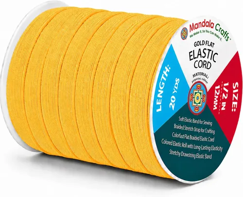 Miniatura 258 de Mandala Crafts - Rollo de cordón elástico plano para costura y manualidades Blanco