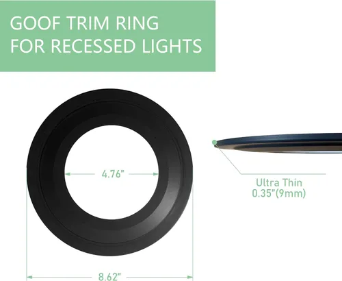 Miniatura 2 de Soliseed Anillo Goof de 5/6 pulgadas para iluminación empotrada, anillo negro para moldura de goof, diámetro exterior de 8.62 pulgadas, diámetro