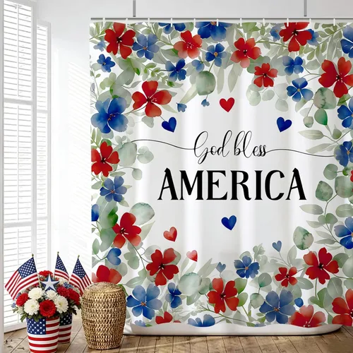 Miniatura 8 de Baccessor Home - Cortina de ducha patriótica del 4 de julio, Día de la Independencia de Estados Unidos, Día de los Caídos de Estados Unidos, cortina