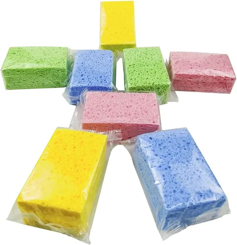 Miniatura 9 de Paquete de 8 esponjas de celulosa emergentes, grandes, comprimidas, ecológicas y sin plástico para cocina, baño y hogar