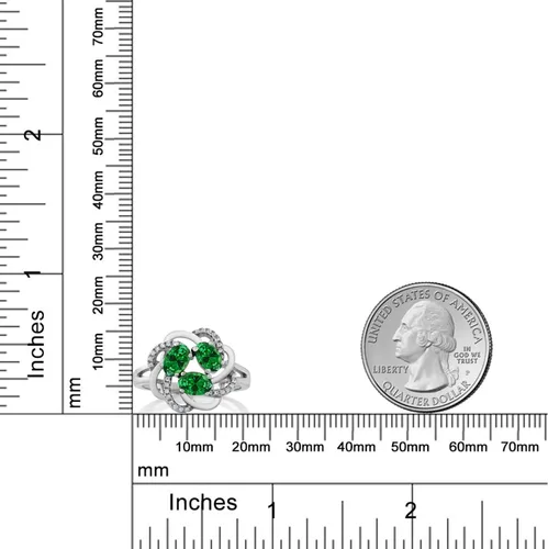 Miniatura 81 de Gem Stone King Flower Blossom Gemstone Birthstone Ring in 925 Sterling Silver 3-Stone Oval 6X4MM with Sparkling Accents Wedding Anniversary