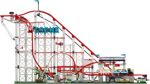Miniatura 4 de Mould King Juego de montaña rusa con tecnología 11014, 3646 piezas, parque de atracciones, modelo de posavasos de bucle, bloques de construcción