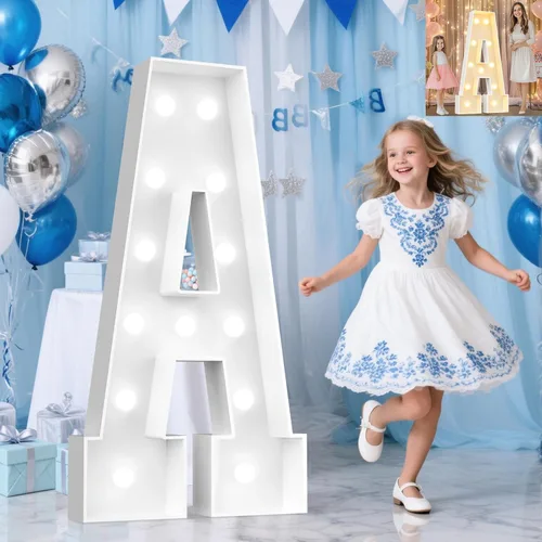 Miniatura 53 de Pooqla Letras de marquesina iluminadas de 3 pies, letras de marquesina con luz LED blanca fría y blanca cálida, letras de mosaico gigante para Letra