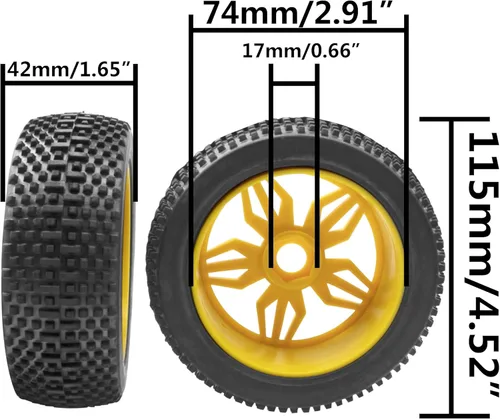 Miniatura 7 de ShareGoo OD 4.52 pulgadas 1/8 RC Buggy neumáticos de goma con 5 radios llanta de plástico hexagonal de 0.669 in compatible con Arrma Kyosho Exceed