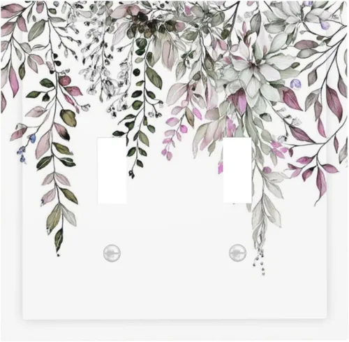 Miniatura 145 de Cubierta decorativa para interruptor de luz, diseño de pájaros y flores florales en blanco y negro, 2 bandas, cubierta decorativa para pared, placa