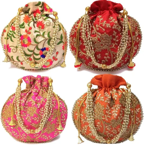 Miniatura 2 de Bolso de mano con diseño étnico indio bordado de seda para mujer, diseño de perlas Batwa
