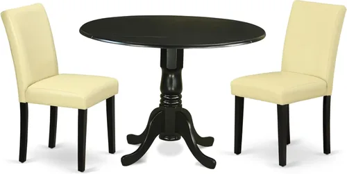 Miniatura 21 de East West Furniture DLAB5-BLK-61 - Juego de mesa de cocina de 5 piezas para 4 personas, incluye una mesa de comedor redonda con gotas y 4 sillas