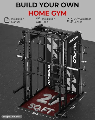 Miniatura 8 de Mikolo Smith - Máquina con pila de pesas, sistema de gimnasio en casa con sistema de gimnasio en casa con tracción LAT y cruce de cables, entrenador