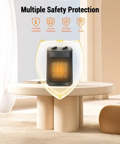 Miniatura 4 de KopBeau – Calentador de espacio para uso en interiores, calentador de torre portátil eléctrico de 1500W con termostato y temporizador, calentador