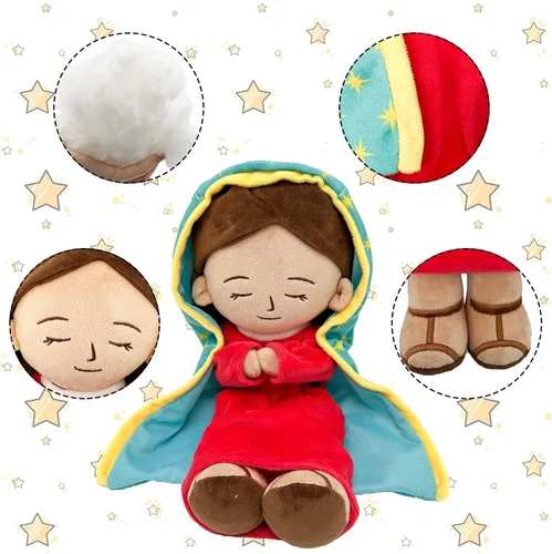 Miniatura 3 de Muñeco de peluche de la Señora de Guadalupe con la bendita María, juguetes religiosos de Cristo, figura religiosa cristiana de peluche, decoración