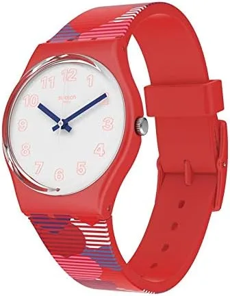 Miniatura 3 de Swatch Reloj analógico de cuarzo para mujer con correa de silicona GR182, rojo, correa, Rojo -, Correa