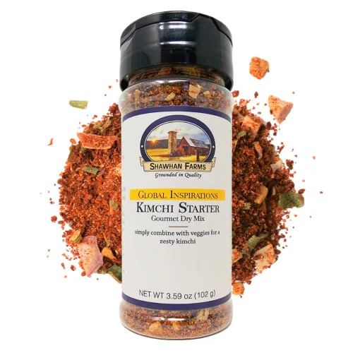Shawhan Farms Mezcla de condimentos iniciales de Kimchi coreano, sin OMG, mezcla vegetariana, sabor picante suave con chiles Gochugaru, tarro de
