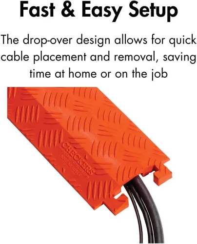 Miniatura 4 de Checkers Protector de cable ligero de 1 canal de 3 pies de largo para múltiples líneas de 0.5 pulgadas, cubierta de cable de piso para pasarelas