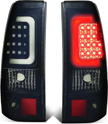 DNA MOTORING TL-CSIL03-LED-3D-BK-SM - Conjunto de luz trasera LED 3D para lado del conductor y del pasajero [compatible con Silverado 03-06 / 07