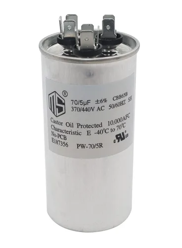 METER STAR 70+5 MFD 70/5 uf 370V/440V AC Condensador redondo de doble carrera CBB65B para condensador recto frío/aire acondicionado condensador/AC