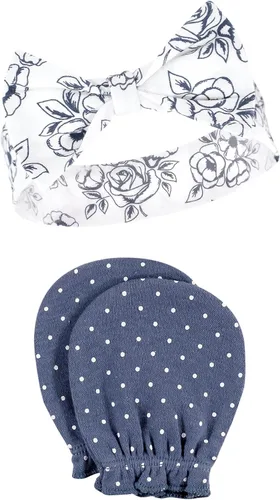 Miniatura 135 de Hudson Baby Conjunto de diadema de algodón y manoplas para rascar para bebé