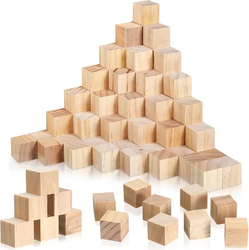 Miniatura 7 de Barydat 300 cubos de madera de 1 pulgada, bloques de madera sin terminar para manualidades, cubo cuadrado de madera natural en blanco para proyectos
