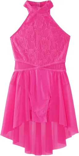 Miniatura 40 de Vestido de ballet lírico para niñas y niñas, sin mangas, encaje floral, leotardo contemporáneo, moderno disfraz de baile