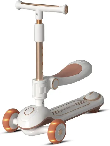 2-in-1 Toddler Scooter with Seat, First Scooter for Kids Ages 2–5, Sit-to-Stand Training Scooter, 3 Wheel Lean-to-Steer, Adjustable Handlebars,