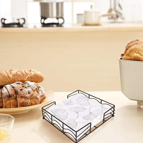 Miniatura 7 de Servilletero plano, moderno servilletero de metal negro para cocina y mesa de comedor, elegante diseño de ondas, servilleteros cuadrados para Mate