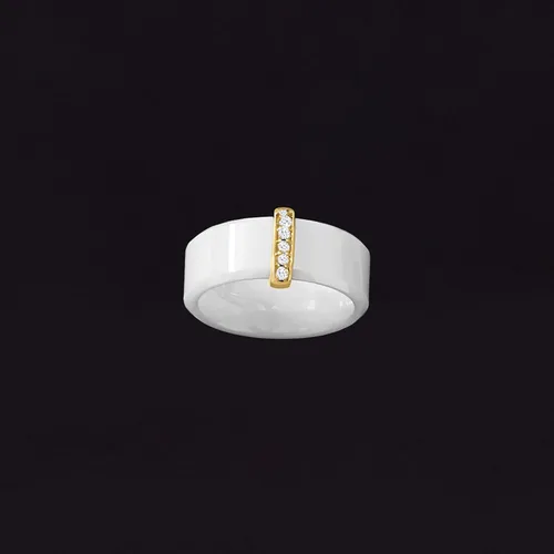 Miniatura 8 de Ross-Simons Anillo de cerámica blanca y diamantes de 0.10 qt. t.w con oro amarillo de 14 quilates