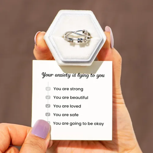 Miniatura 3 de STORYJEWELLERY Anillo de ansiedad para mujeres, anillo giratorio, anillos de ansiedad, anillos giratorios para el estrés, joyería para ansiedad