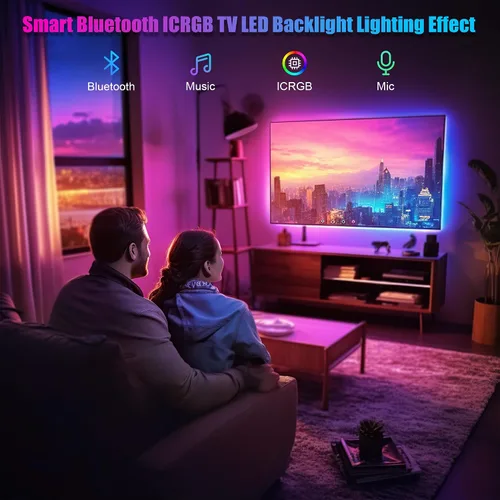 Miniatura 2 de PANTON VILLA Luces LED para televisores de 55 a 75 pulgadas, kit de retroiluminación LED ICRGB de 16.4 pies con aplicación y control remoto