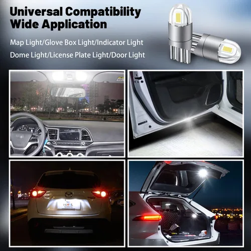 Miniatura 5 de Ouzorp 10 bombillas LED 194 6000K blanco 168 2825 T10 W5W 3030 chips LED brillantes, luz de cúpula, luz de mapa, luz de puerta, luz de cortesía, luz