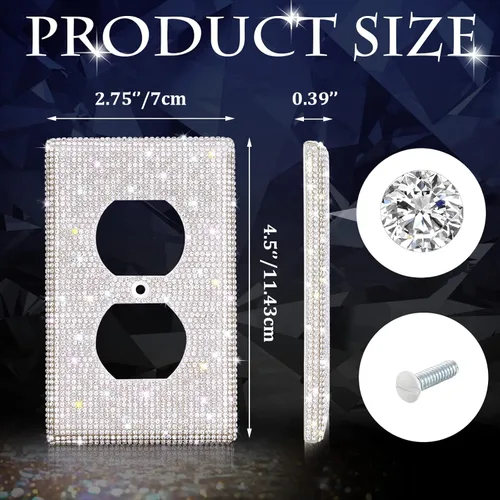 Miniatura 2 de 4 piezas de diamantes de imitación brillantes para placa de pared, cubierta de interruptor de luz, cubierta de placa de pared, interruptor de luz