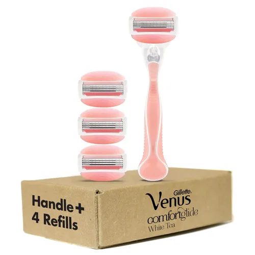 Miniatura 2 de Gillette Venus ComfortGlide - Rastrillo de afeitar para mujer, té blanco (1 mango + 4 cuchillas de repuesto)