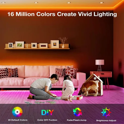 Miniatura 4 de VOLIVO Tiras de Luces LED de 50 Pies, Kit de Tiras de Luces LED que Cambian de Color con Control Remoto IR de 44 Teclas, Iluminación