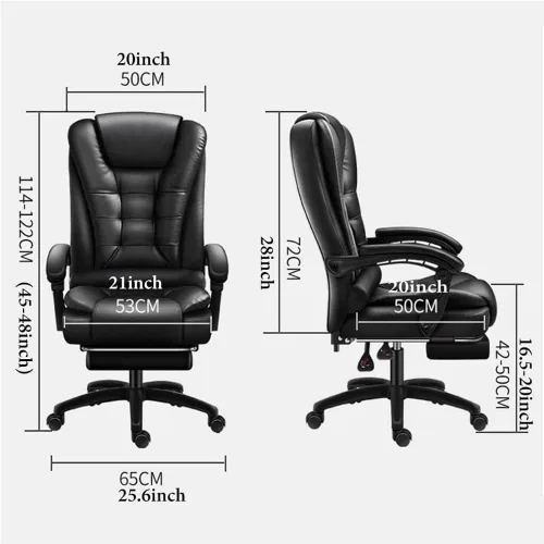 Miniatura 3 de Executive Leather Office Chair Big and Tall Reclining Swivel Desk Chair Adjustable Height with Footrest and Armrest(/Beige)