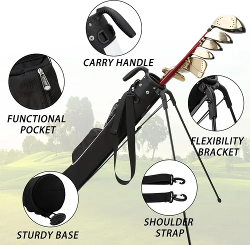 Miniatura 3 de PGM Sunday - Bolsa de golf con soporte y correa, bolsa de transporte ultraligera con capacidad para hasta 9 palos, bolsa de viaje impermeable