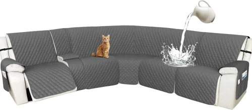 Miniatura 64 de Arfntevss Fundas de sofá modular reclinable, 100% impermeable, en forma de L, para sillón reclinable en forma de L, funda seccional lavable