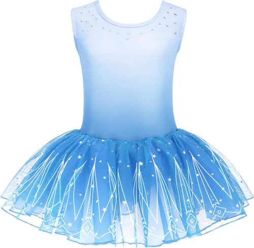 Miniatura 20 de Zaclotre Leotardo de Ballet para Niñas con Espumas Brillantes Sin Mangas de Malla, Vestido de Baile, Tutú, Traje de Bailarina para Niños