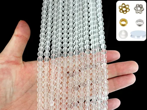 Miniatura 10 de 848 cuentas redondas de cristal agrietado – 0.236 pulgadas, 0.315 pulgadas, 0.394 pulgadas, 0.394 pulgadas, jade artificial para hacer joyas