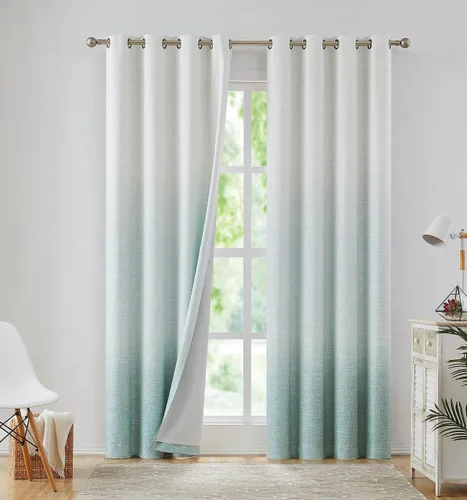 Paneles de cortinas opacas con aislamiento térmico y reducción de ruido, cortinas rústicas para dormitorio, textura de lino pesado, juego de
