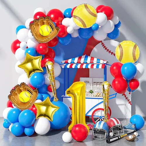 Miniatura 7 de 9 globos de sóftbol, globos de sóftbol de cumpleaños con número de mylar de aluminio para sóftbol, suministros de fiesta de cumpleaños, decoraciones