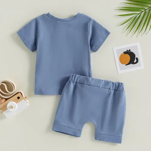 Miniatura 72 de Conjunto de camiseta de manga corta para bebé niño y niña, camiseta de manga corta, pantalones cortos casuales, ropa para recién nacidos, 6, 12, 18