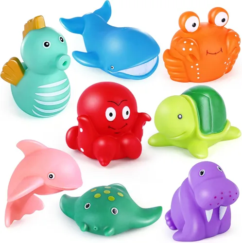Miniatura 9 de LotFancy Juguete de baño, 8PCS juguetes de baño sin moho para niños de 1 a 3 años, juguetes de baño para bebés sin agujeros para niños pequeños de 2