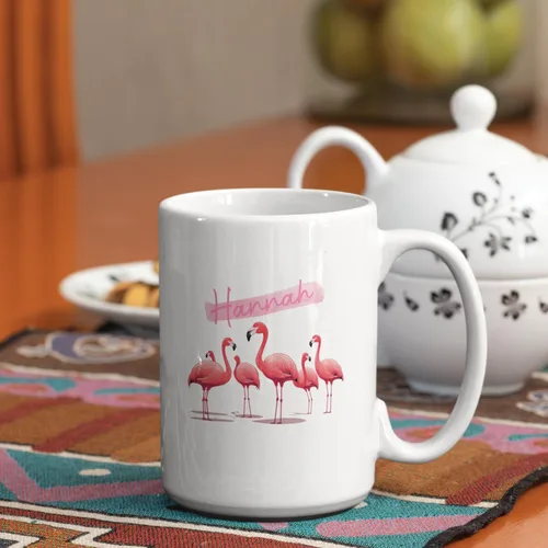 Miniatura 5 de Taza de flamenco personalizada 2023, Flock Of Flamingo Mug para cumpleaños de los amantes del flamenco, taza de café personalizada de flamenco