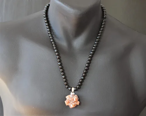 Miniatura 131 de Colgante de turmalina cruda natural, Collar de cuentas de ónix negro genuino, Collar de piedra negra, Collar de piedras preciosas, Cuentas de 0.315