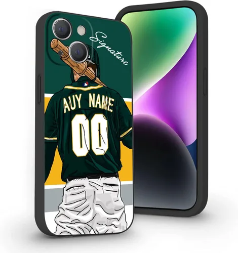 Miniatura 15 de Estuche de Béisbol Personalizado con Nombre y Número de Liquid Silicone para iPhone 17 Air 16 15 Pro Max 14 13 Mini 12 11 Xs Xr SE3 8 7 6 Plus
