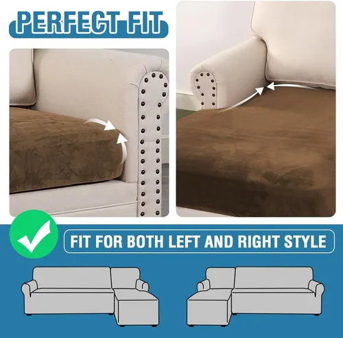 Miniatura 714 de H.VERSAILTEX Funda de cojín elástica de terciopelo para sofá, funda de cojín de felpa para silla, sofá biplaza o sofá, protector de muebles, cojín