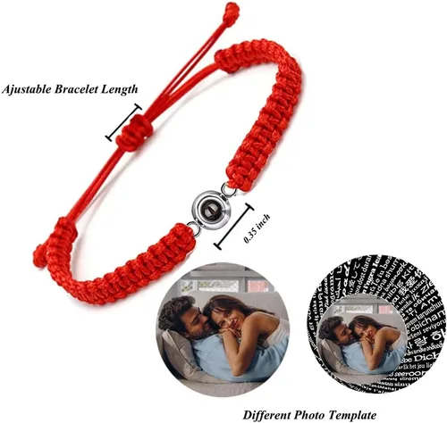 Miniatura 3 de Pulseras a juego para parejas, personalizadas con imagen dentro de pulseras de parejas, pulseras de proyección personalizadas con pulseras de fotos