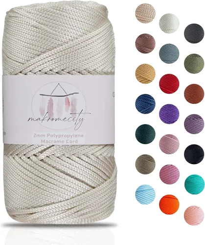 Miniatura 53 de Makromecity, Cordón de macramé de poliéster de 2 mm x 38 m (125 yardas) 2 mm de polipropileno, cordón de macramé para crochet, bolsas de macramé