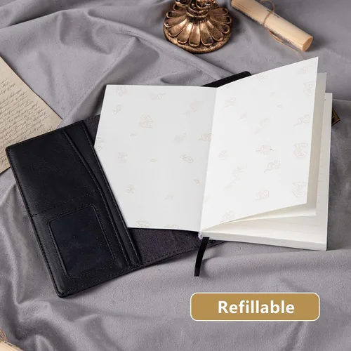 Miniatura 6 de TIEFOSSI Diario de Cuero Dragón, Cuaderno de Tapa Dura, Diario Recargable con Cerradura, Cuadernos de Escritura con Papel Rayado/En Blanco