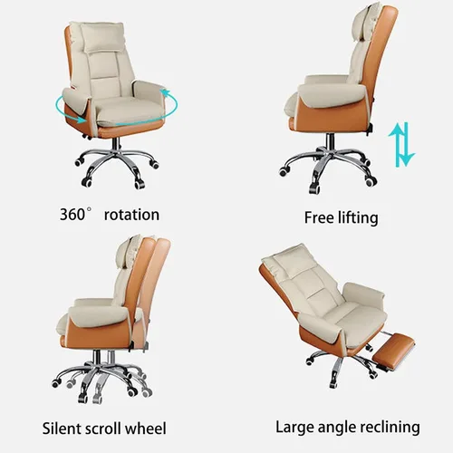 Miniatura 5 de Ergonomic Big & Tall Pu Leather Office Chair, High Back Wide Desk Chair with Wheels & Retractable Footrest, Comfortable Executive Computer Chair
